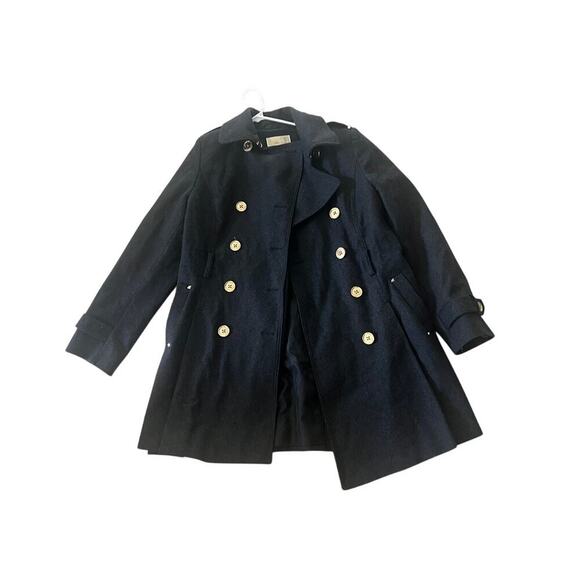 EUC Michael Kors black wool jacket sz 10 sophisticated classy gold buttons wintr - Picture 1 of 8